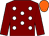 Maroon, white spots, maroon sleeves, orange cap (Mojave Thoroughbred Partners)
