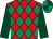 Red and emerald green diamonds, dark green sleeves, emerald green and dark green quartered cap (Mr Simon Munir/mr Isaac Souede)