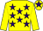 Yellow, purple stars, yellow sleeves, yellow cap, purple star (The Fountains Partnership)