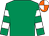 Emerald green, white hooped slvs, white & orange qtd cap (T F Brennan)