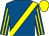 Royal blue, yellow sash, striped sleeves, yellow cap (Mr B Vaughan)