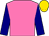 Rose pink, navy blue sleeves, gold cap (Lady Tennant)