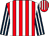 Red and white stripes, dark blue and white striped sleeves (The Reserved Judgment Partnership)