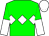 Green, white triple diamonds, green and white halved sleeves, white cap (Mohd Salem Ali Alafreet)