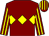 Maroon, yellow triple diamond, striped sleeves and cap (I & K Prince)