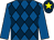 Royal blue and dark blue diamonds, royal blue sleeves, dark blue cap, yellow star (Third Time Lucky)