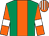 Emerald green, orange stripe, orange sleeves, white armlets, striped cap (David & Ros Chapman)