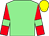 Light green, red sleeves, light green armlets, yellow cap (Miss Louise Davis)