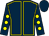 Dark blue, yellow seams, dark blue sleeves, yellow spots, dark blue cap (Dave Scott & The Fallen Angels)