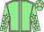 Light green, pink seams, light green sleeves, pink stars, light green cap, pink star (Mr & Mrs R G Capstick)