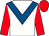 White, royal blue chevron, red sleeves and cap (Mr M T Hughes)
