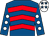 Royal blue, red chevrons, royal blue sleeves, white spots, white cap, royal blue stars (Farming Army Newitt Flannigan Findlate)