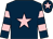 Dark blue, pink star, hooped sleeves and star on cap (Miss Caroline Fryer)