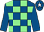 Royal blue & light green check, royal blue sleeves, royal blue cap, white star (John F Burke)
