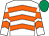 White, orange chevrons, emerald green cap (Bob Harris & Patricia Mitchell)
