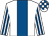 White, royal blue stripe, striped sleeves, check cap (Mr Roy Wilson)