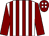 White & maroon stripes, maroon sleeves, maroon cap, white spots (Joseph K Murphy)