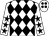 White & black diamonds, black stars on sleeves, white cap, black spots (Cathal McGuckin)