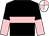 Black, pink hoop, halved sleeves, white and pink quartered cap (Park House Partnership)