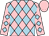 Pink and light blue diamonds, pink cap (Mrs Tessa Winkworth)