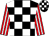 Black and white check, red and white striped sleeves (Mr C N Barnes)