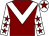 Maroon, white chevron, white sleeves, maroon stars, white cap, maroon star (The Rockbourne Partnership)