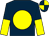 Dark blue, yellow disc, halved sleeves, dark blue and yellow quartered cap (McGoldrick Racing 5 & Birrafun)