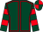 Dark green, red seams, hooped sleeves, quartered cap (Miss R Dobson)