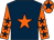 Dark blue, orange star, orange sleeves, dark blue stars, orange cap, dark blue star (Mr M Firth)