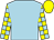 Light blue body, yellow arms, light blue checked, yellow cap (Ecurie Azur Racing)
