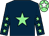 Dark blue body, soft green star, dark blue arms, soft green stars, soft green cap, white star (X Libbrecht)