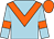 light blue, orange chevron, orange armlets, orange cap (Ecurie Julry)