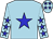 light blue, blue star, light blue sleeves, blue stars, light blue cap, blue stars (P Madar)