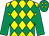 Yellow, emerald green diamonds, emerald green sleeves, diamonds cap (Ecurie Vautors)