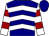Navy blue, white chevrons, white and burgundy hoops on sleeves (Gary Myers)