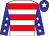 White body, red hooped, big-blue arms, white stars, big-blue cap, white star (Mme M Thomas)