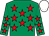 Emerald green, red stars, white cap (T J Doran)