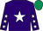 Purple, white star & stars on sleeves, emerald green cap (Sean Thornton)
