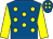 Royal blue, yellow spots, sleeves and spots on cap (The Willow And Bridle Partnership)