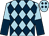 Light blue and dark blue diamonds, halved sleeves (Mrs Mary Bridgwater & Mr & Mrs Chenery)