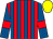 Red and royal blue stripes, royal blue sleeves, red armlets, yellow cap (Titan Partnership)