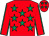 Red, emerald green stars, emerald green seams on sleeves, red cap, emerald green stars (James O'Callaghan)