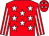 Red, white stars, striped sleeves, red cap, white stars (Meath & West Syndicate)