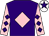 Purple, pink diamond, pink sleeves, purple diamonds, white cap, purple star (Queen Maeve Racing Club)