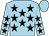 Light blue, black stars, light blue cap (Mrs Christina Joyce)