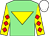 LIGHT GREEN, YELLOW inverted triangle, YELLOW sleeves, RED diamonds, WHITE cap (Mr D W Fox)