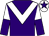 Purple, white chevron, white and purple halved sleeves, white cap, purple star (Angus Dundee Distillers Plc)