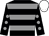 Black, grey hoops, black sleeves, grey spots, white cap (Nottingham Flexo Ltd)