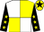 White and yellow (quartered), black sleeves, yellow stars, yellow cap, black star (The Movie Theatre Syndicate)
