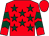 Red, dark green stars, chevrons on sleeves, red cap (Mr M Pledge)